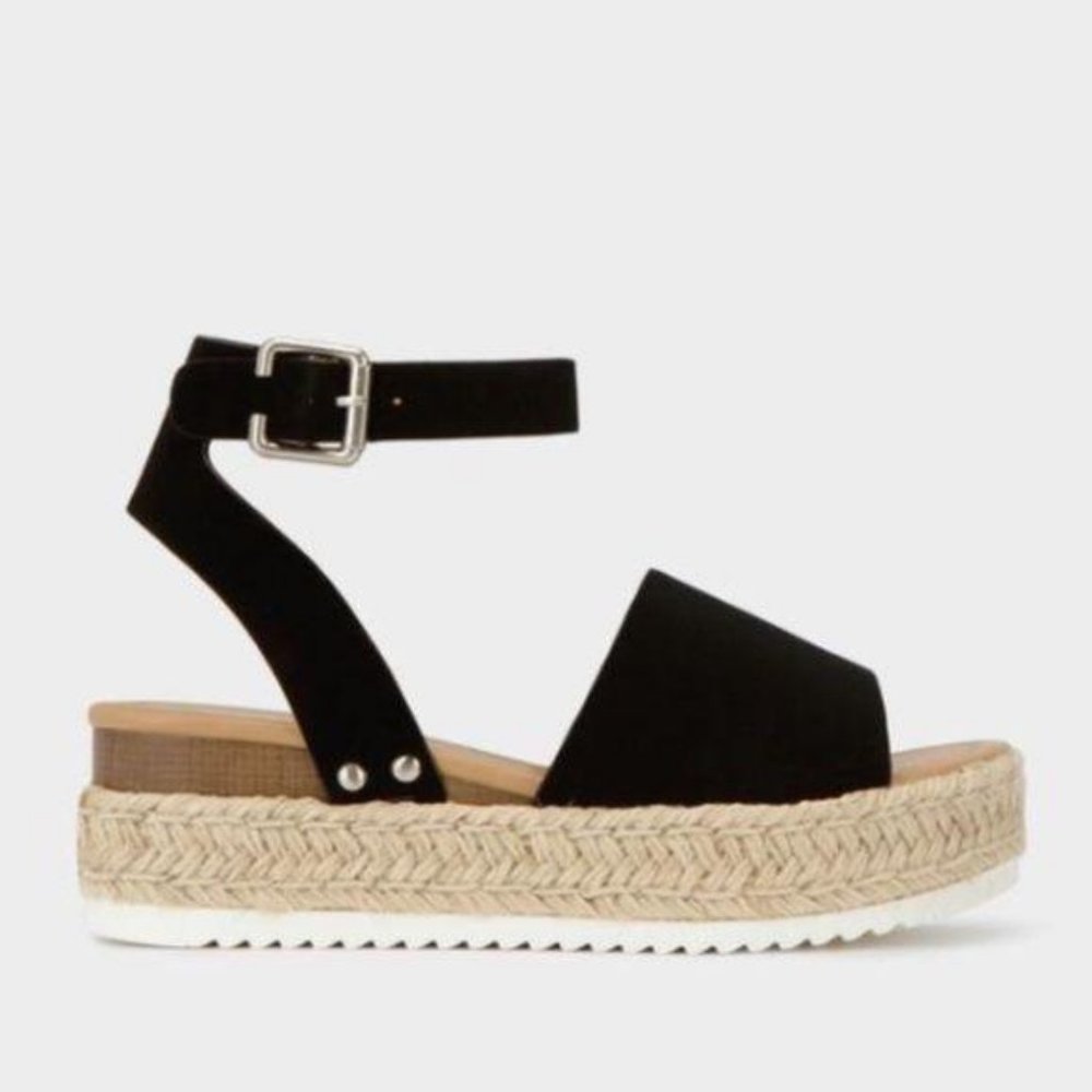 Platform Espadrille Sandals - Black - Picture 3 of 5